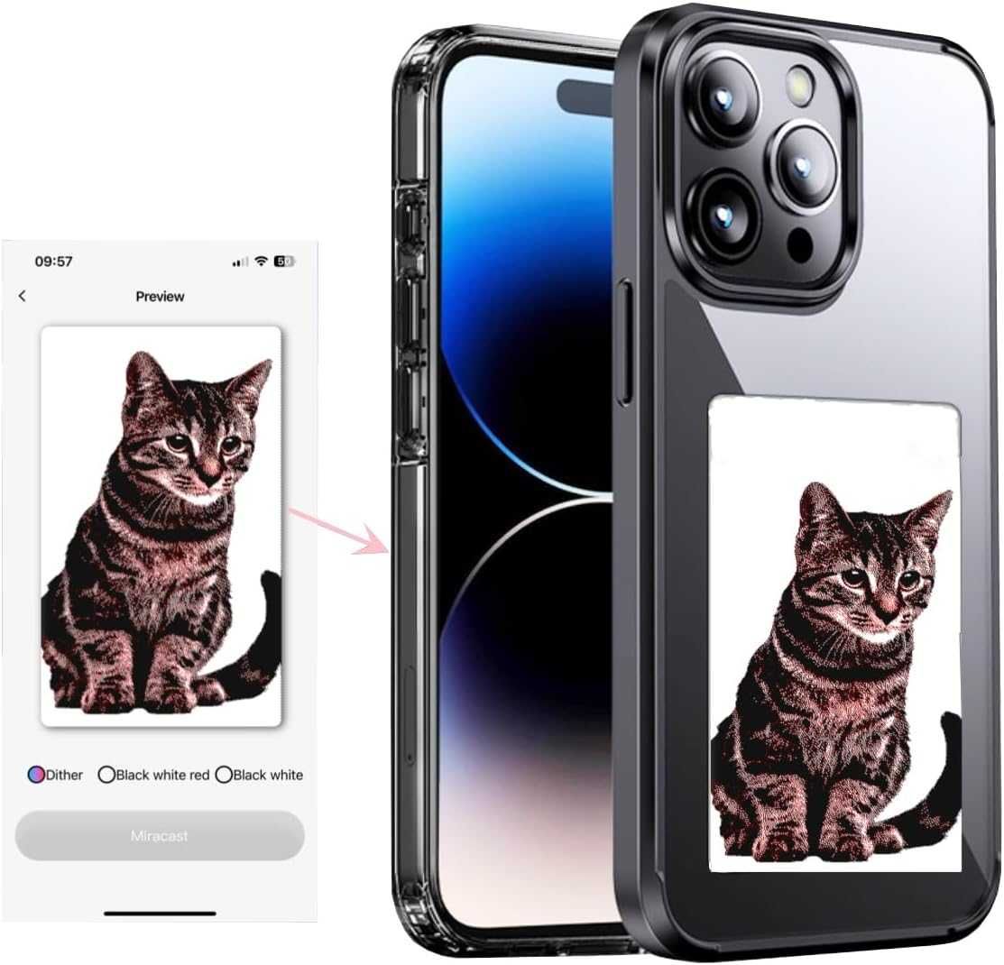 KSOPUERT Etui na smartfona z ekranem Ink Screen