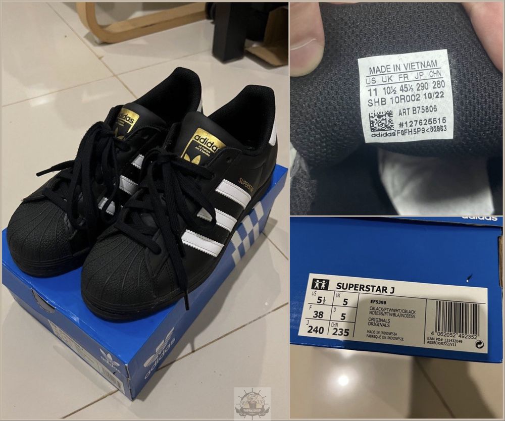 Оригинальные Adidas Superstar Core Black White (new in box) 36-45р