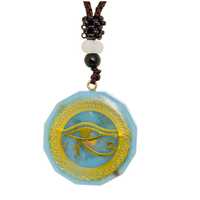 Piękny Błękitny Naszyjnik Amulet Amazonit Topaz Oko Horusa Prezent