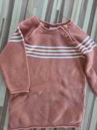 Pudrowo rozowy sweter h&m 4-6 miesiecy,  68cm