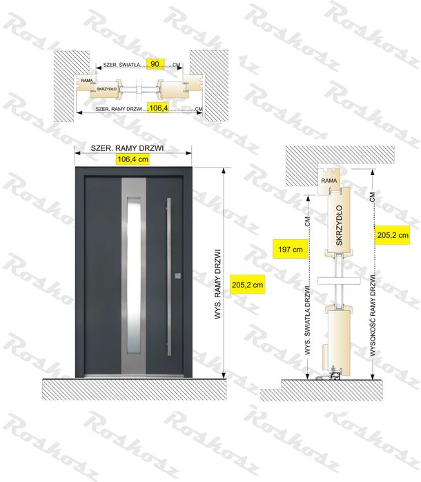 Drzwi zewnętrzne 80mm drewniane ocieplane CERTYFIKAT ciepłe powietrze