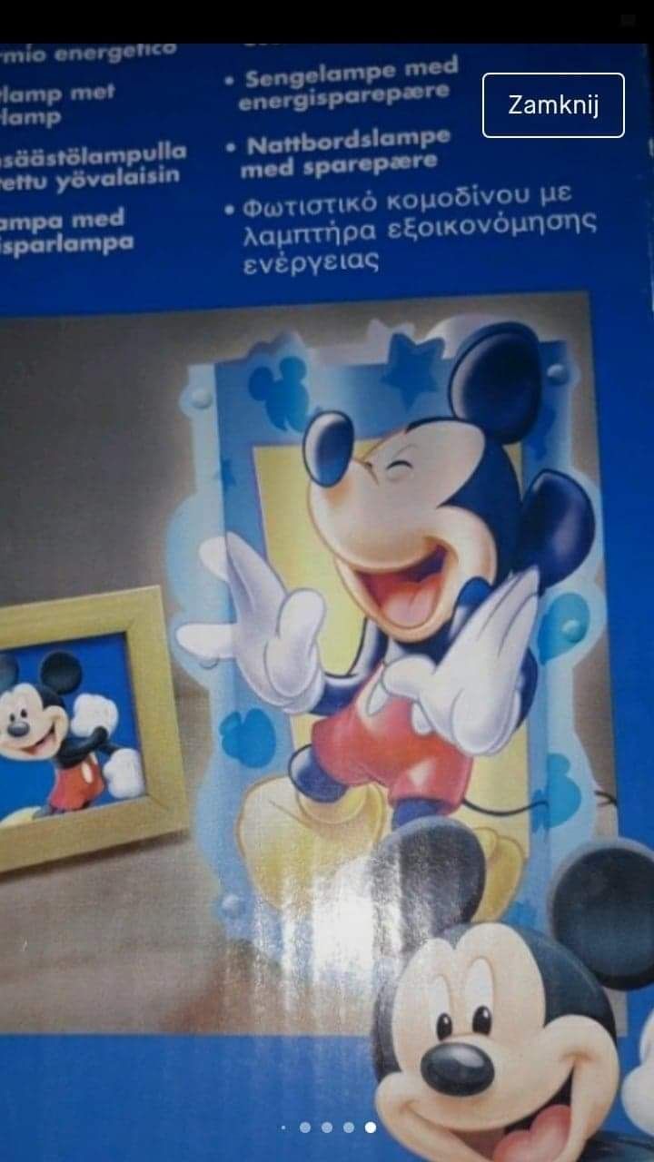 Niespodzianka  Gratis  Lampka nocna  z Myszka Mickey.  Zapraszam