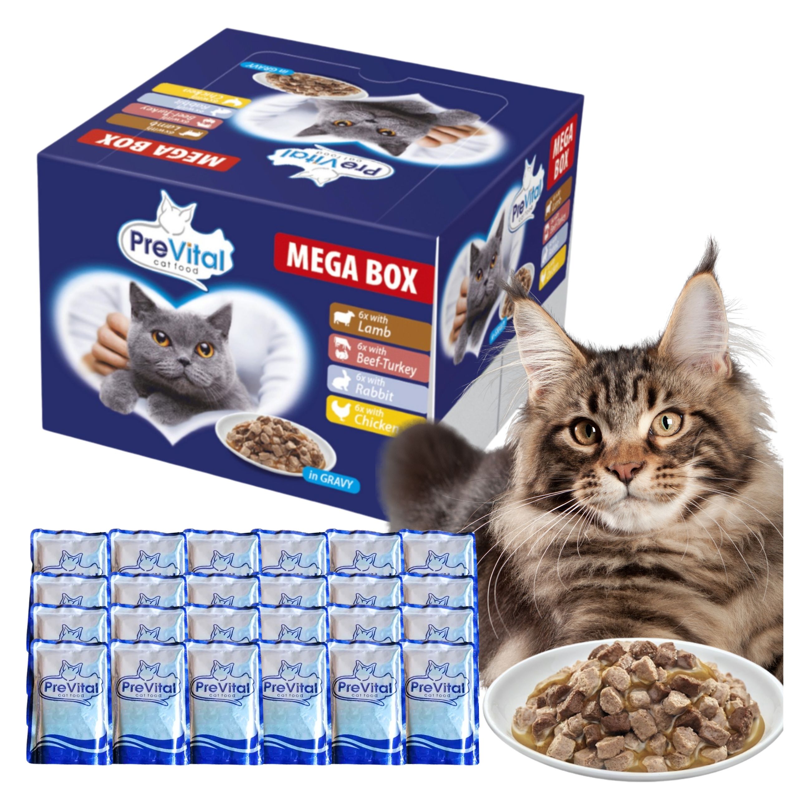 Prevital Mega Box 24 saszetki mokrej karmy dla kota mix smaków 100g