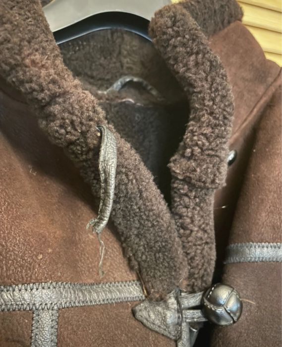 Kożuch prawdziwy uniseks czekoladowy brązowy L/XL