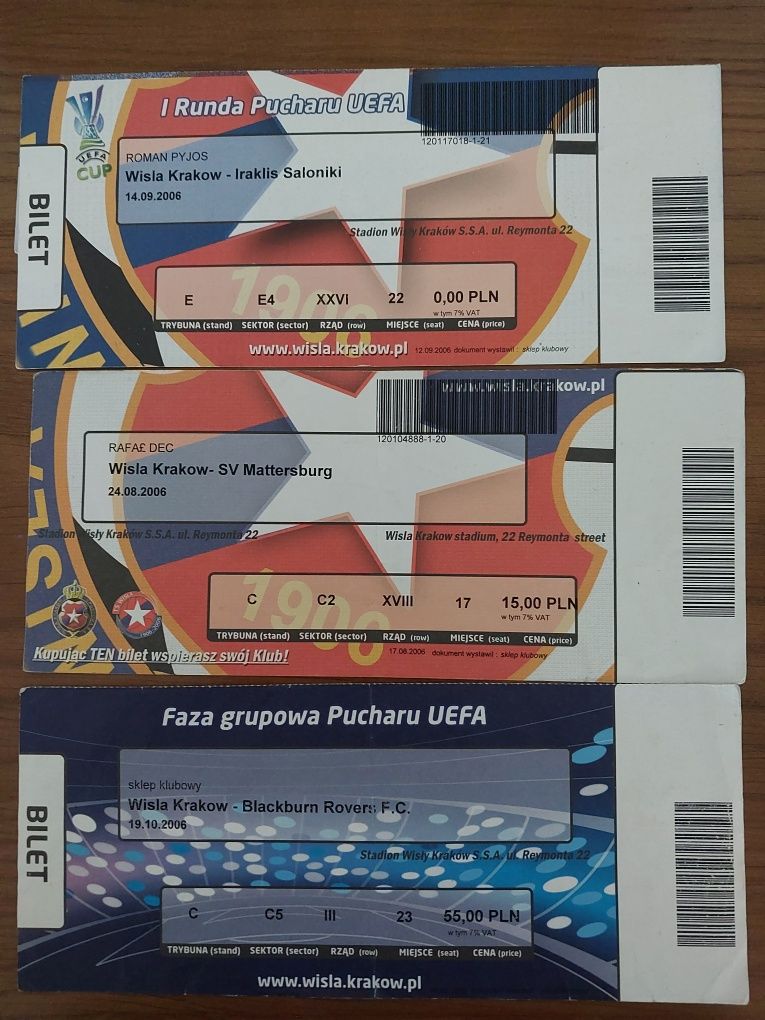 Bilety Wisła Kraków z europejskich pucharów