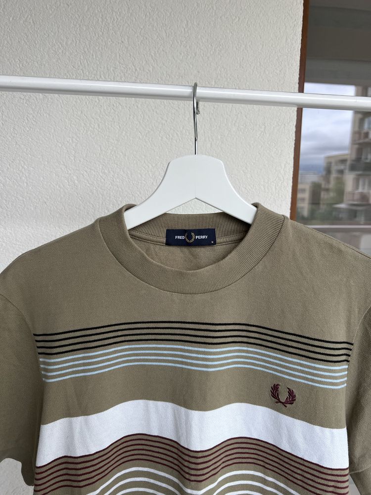 Fred Perry M2620 striped pique tee sage