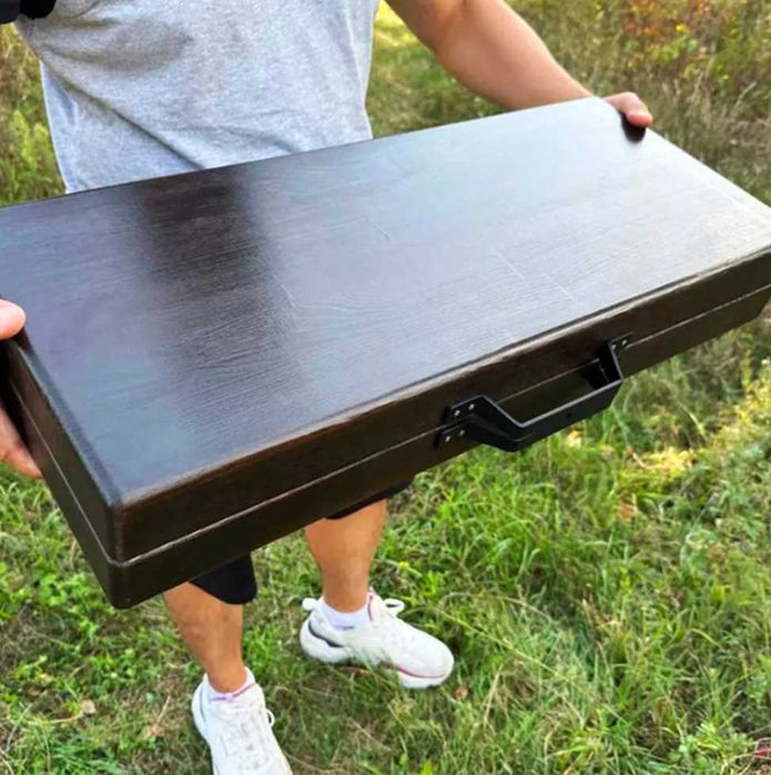 Набір для гриля: шампури та приладдя у кейсі з дерева на природу