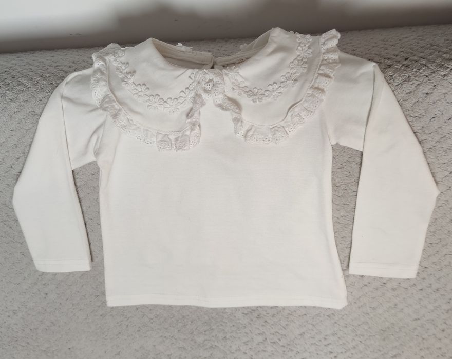 Nowa biała bluzka z kołnierzykiem 80