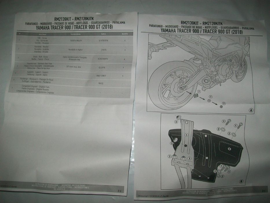 RM2139KIT YAMAHA Tracer 900/GT (18>19) mocowanie błotnika RM01, RM02