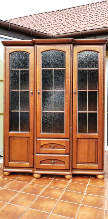 Witryna kredens drewniana regał półki biblioteka szafka komoda sosnowa
