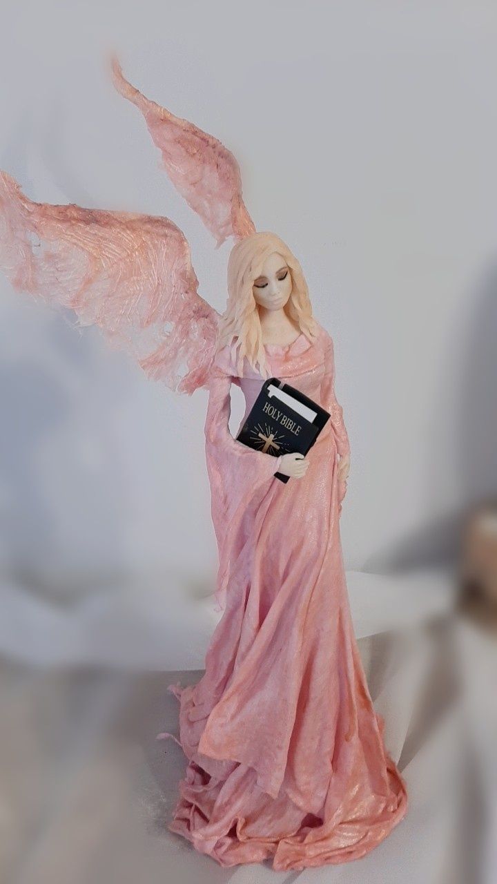 Anioł stróż,powertex, odcienie różu, biblia