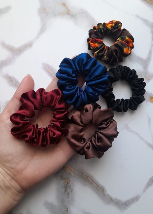 5 scrunchies jedwab naturalny 100%