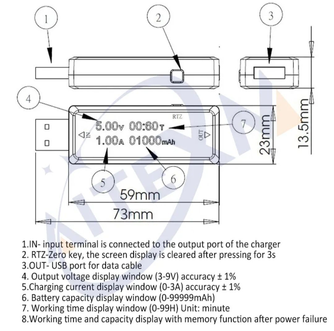 USB Tester KEWEISI. Тестер KWS V-30, V-20