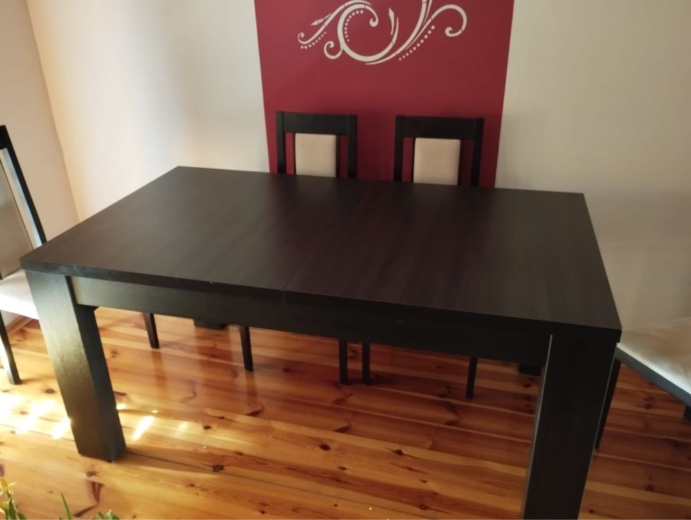 Stół rozkładany prostokątny do jadalni brązowy venge 160/210x90 cm