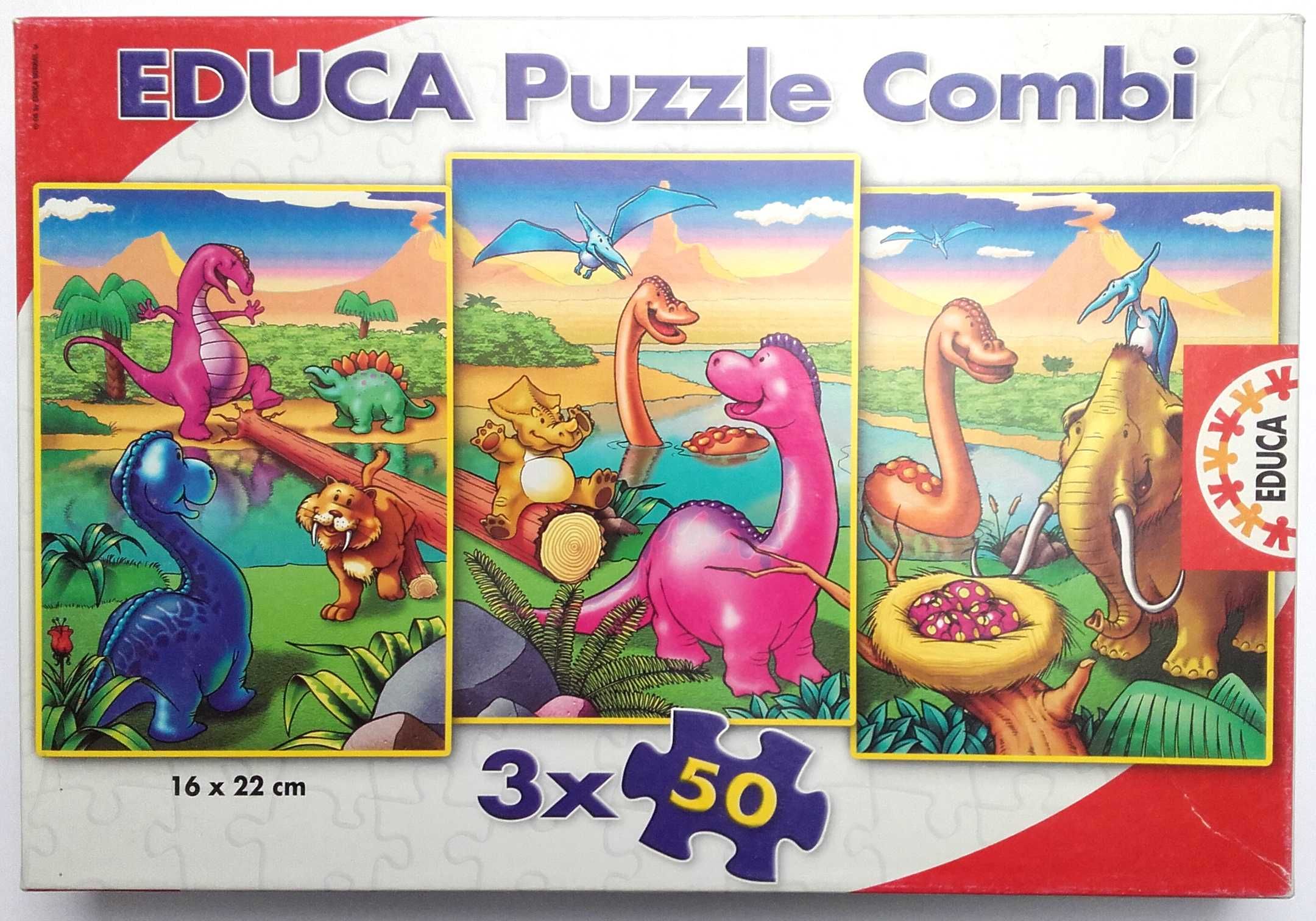 Puzzle Dinozaury 3 w 1 150 elementów edukacyjne COMBI