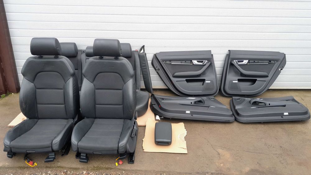 Czarne fotele półskóry S-line półskórzane wnętrze - AUDI A6 C6 / S6 C6