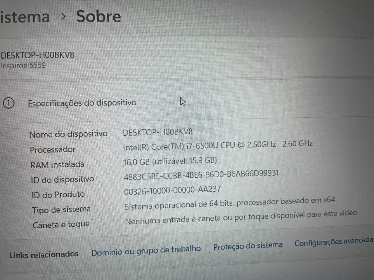 Portátil Dell Inspiron 5559 - i7 6500