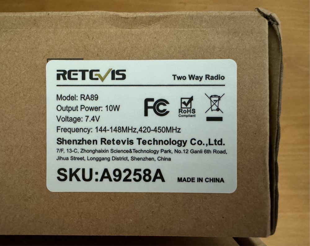 Рация Retevis RA89 (TYT-99) Ретевис / версии для EU и USA