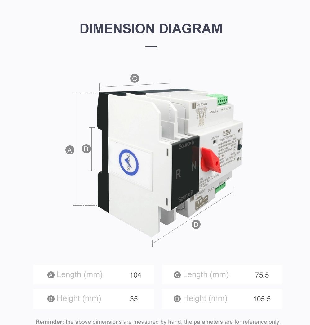 Transferidor Automático de Electricidade Contactor Dual comutador