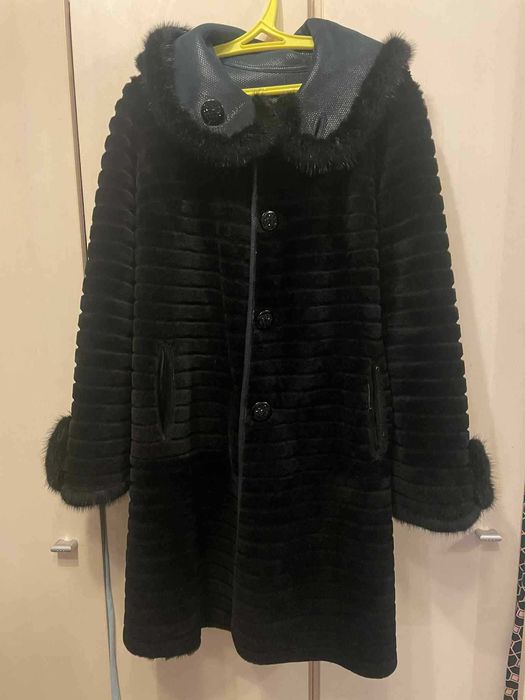 дублянка-шуба двостороння (натуральна, оторочка норкою)