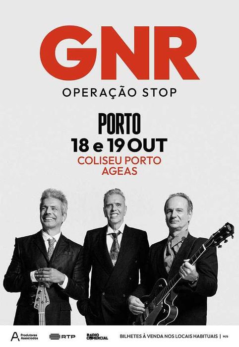 Vendo dois bilhetes para Concerto dos GNR no dia 18/10