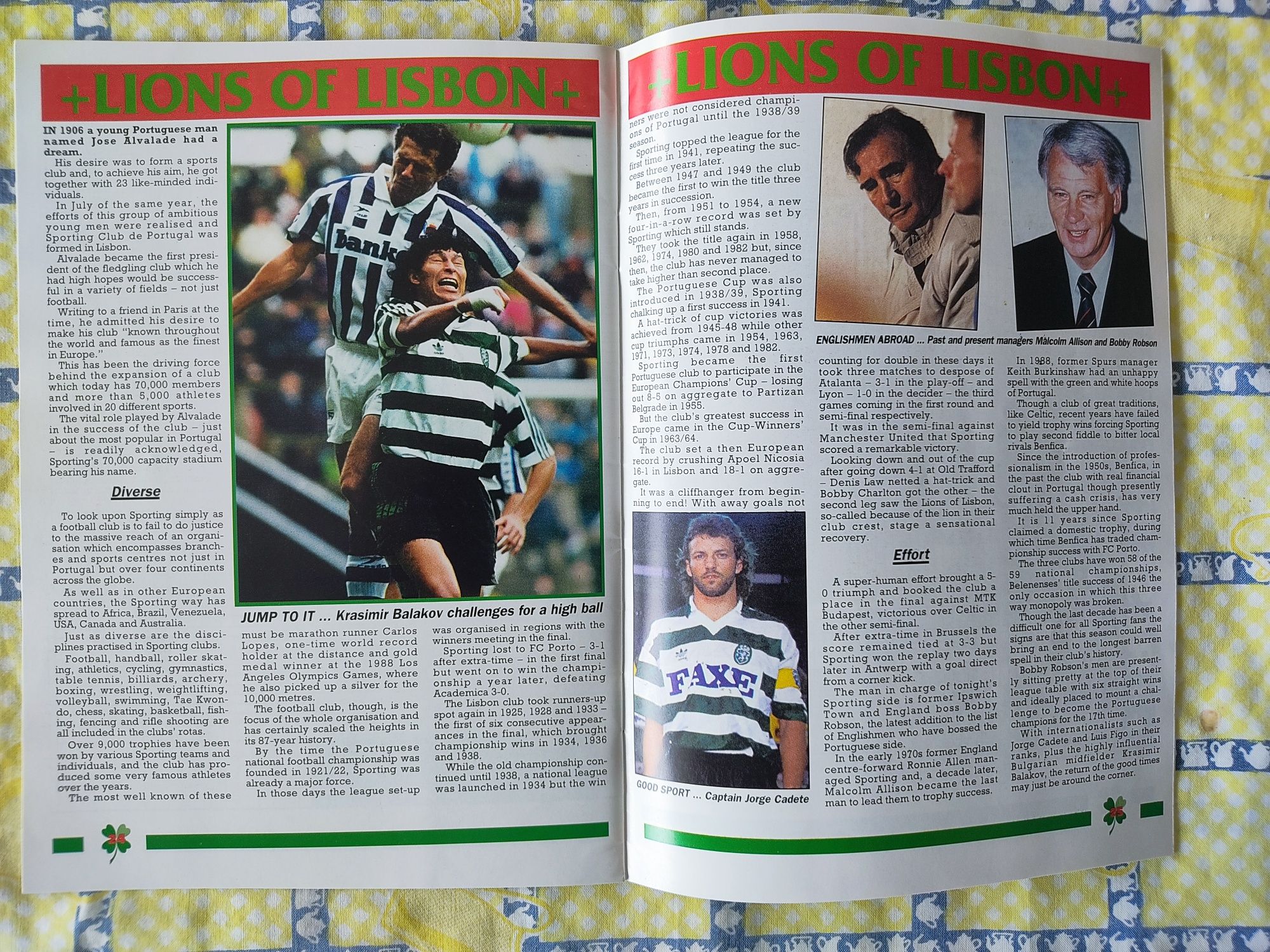 Programa Celtic Sporting UEFA 1993 e 94