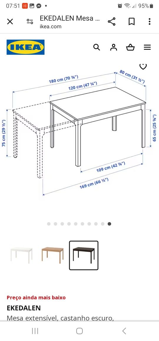 Mesa de sala extensível, em óptimo estado.