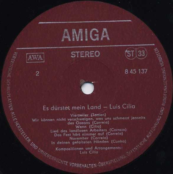 Luís Cília - - - - - Es Dürstet Mein Land - - Memória - - - - - LP