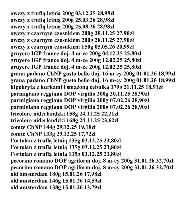 Ser Dojrzewający Pecorino Romano Old Amsterdam Kozi Owczy Gruyere