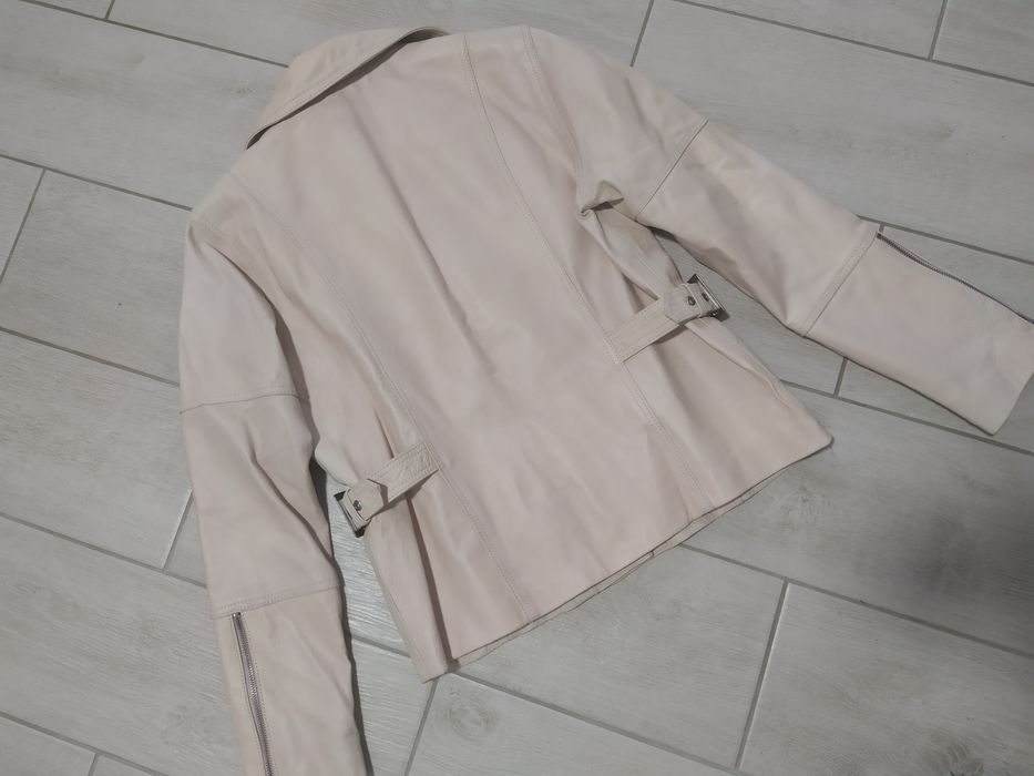 Куртка косуха з натуральної шкіри рожева