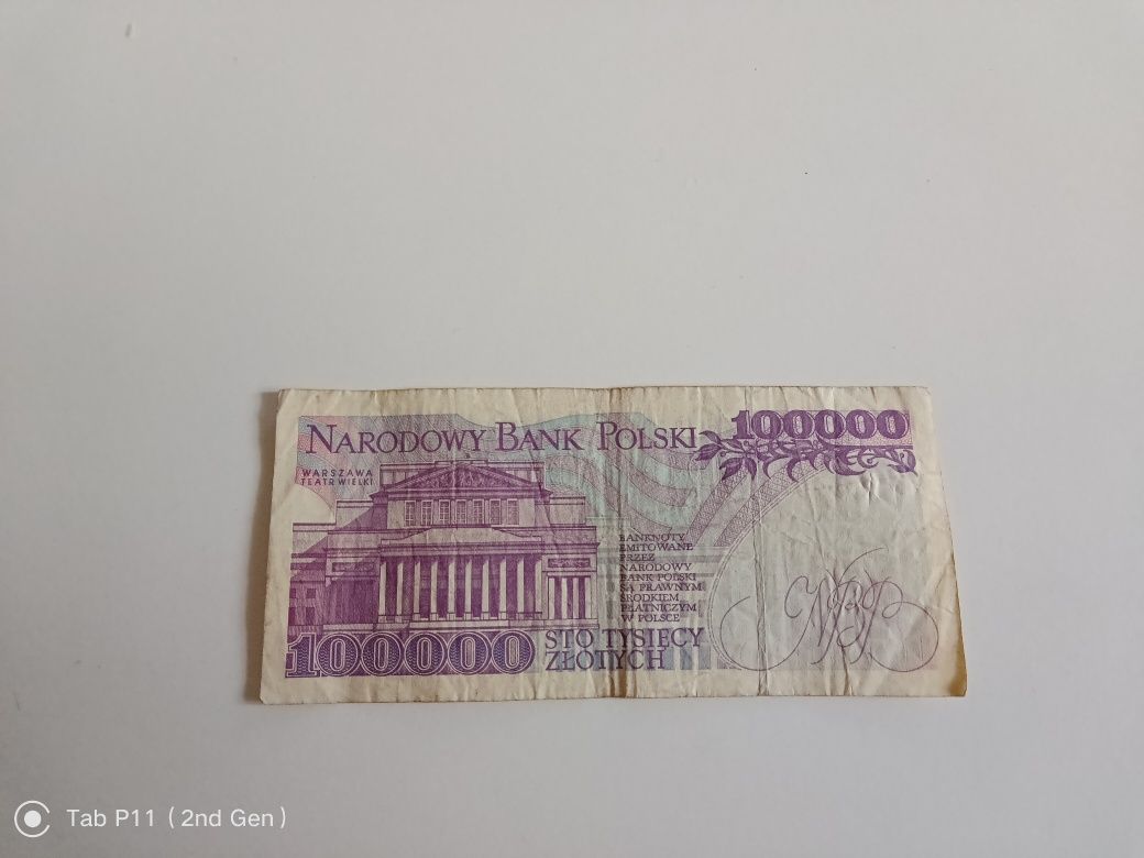Banknot  sto tysięcy 1993 r seria AA PRL