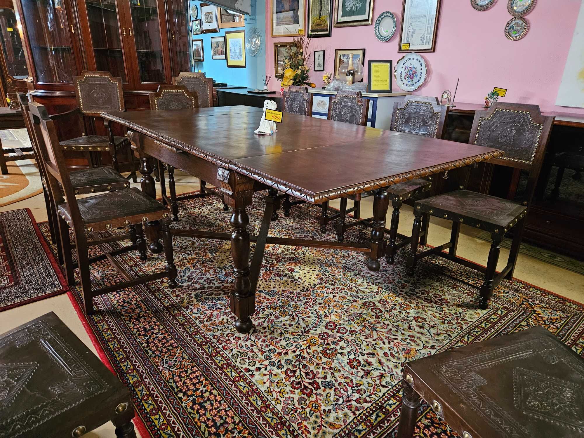 Mesa antiga em madeira maciça de estilo Holandês - Extens