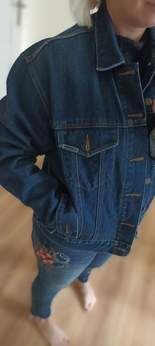 Kurtka jeansowa granatowa damska vintage