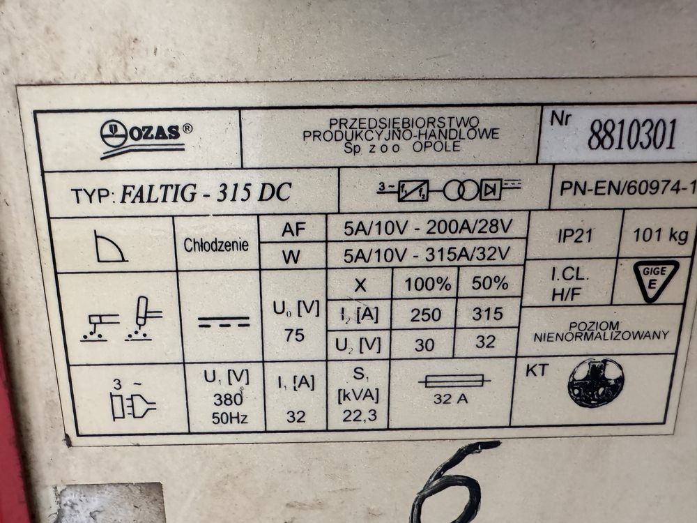 Spawarka migomat Faltig 315DC Ozas