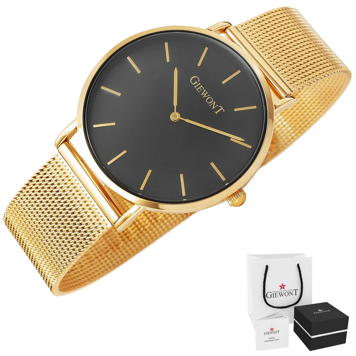 zegarek damski giewont harmony gw1970-2 black/gold effect