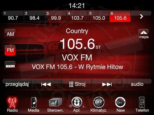 Dodge Durango UC84 uConnect 8.4 Polskie menu polski lektor mapa USA EU