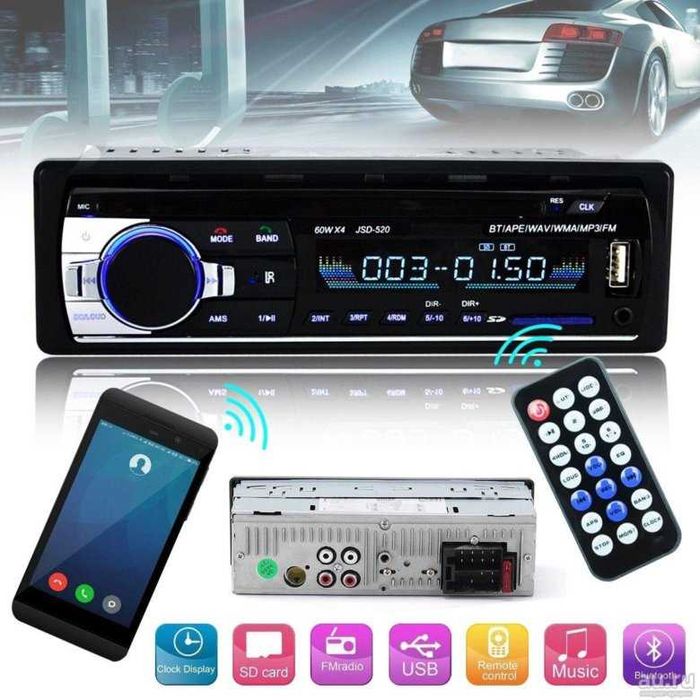 Автомагнитола JSD 520 1 din Bluetooth+USB+SD+AUX 4x60W