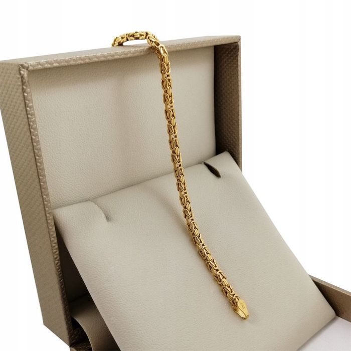 Złota Bransoletka Dla Kobiety Splot Królewski 20cm Srebro 925/585 + Gr