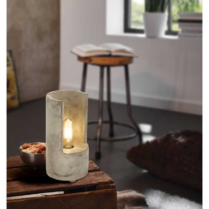 Lampa stołowa LYNTON - szary beton + zegarek szary beton