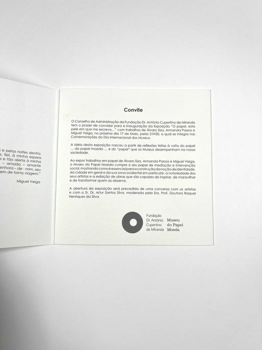 Exposição Álvaro Siza, Armanda Passos, Miguel Veiga Convite 2010