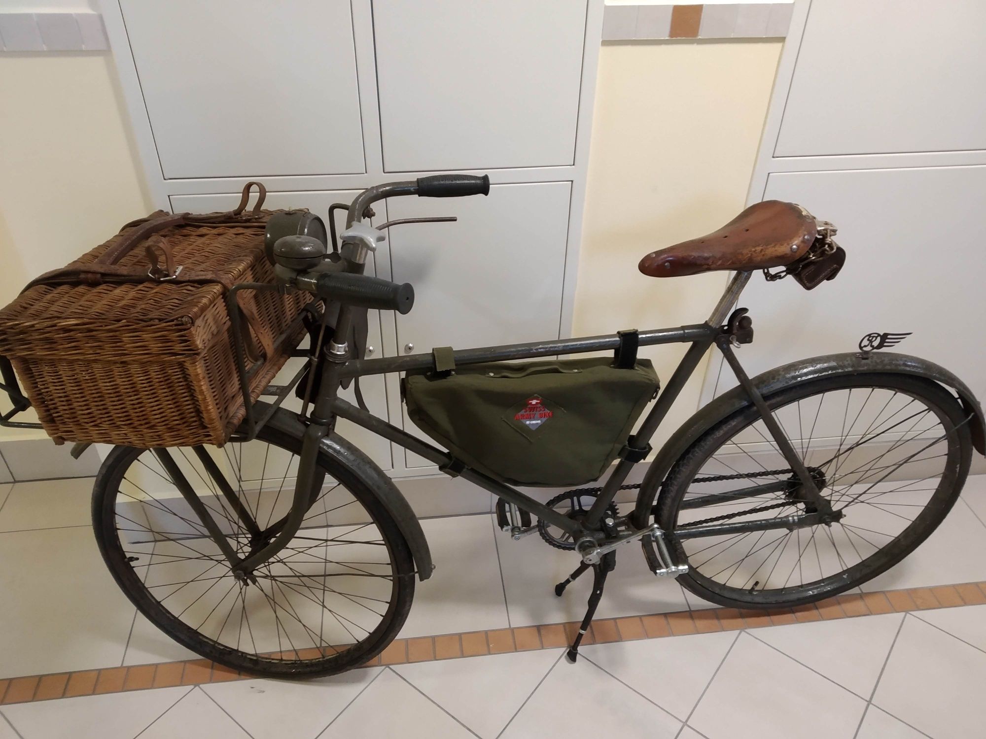 Stary wojskowy rower z przyczepą. Unikat niemiecki. II wojna
