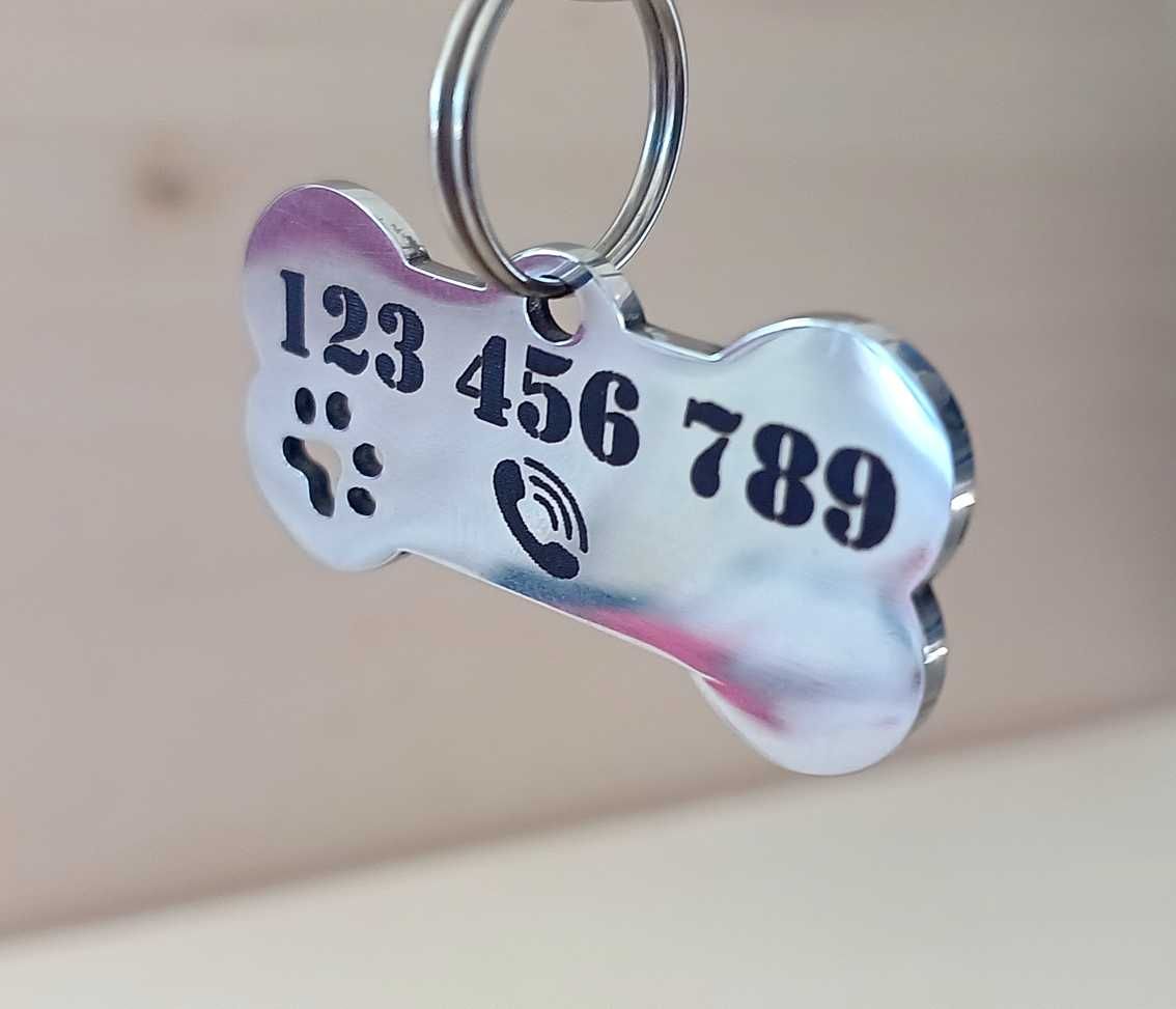 Zawieszka Identyfikator Adresówka Dla Psa Grawerowana Imię Napis Tel