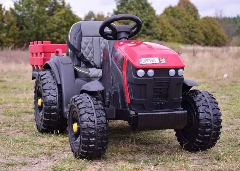 Autko TRAKTOR Z PRZYCZEPĄ NA AKUMULATOR dla dzieci pojazd zabawka