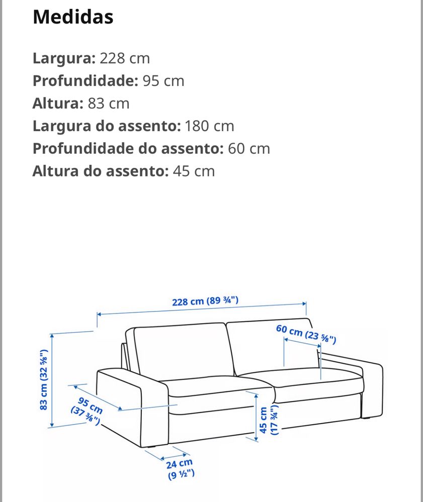 Sofá 3 lugares - Kivik (Ikea)