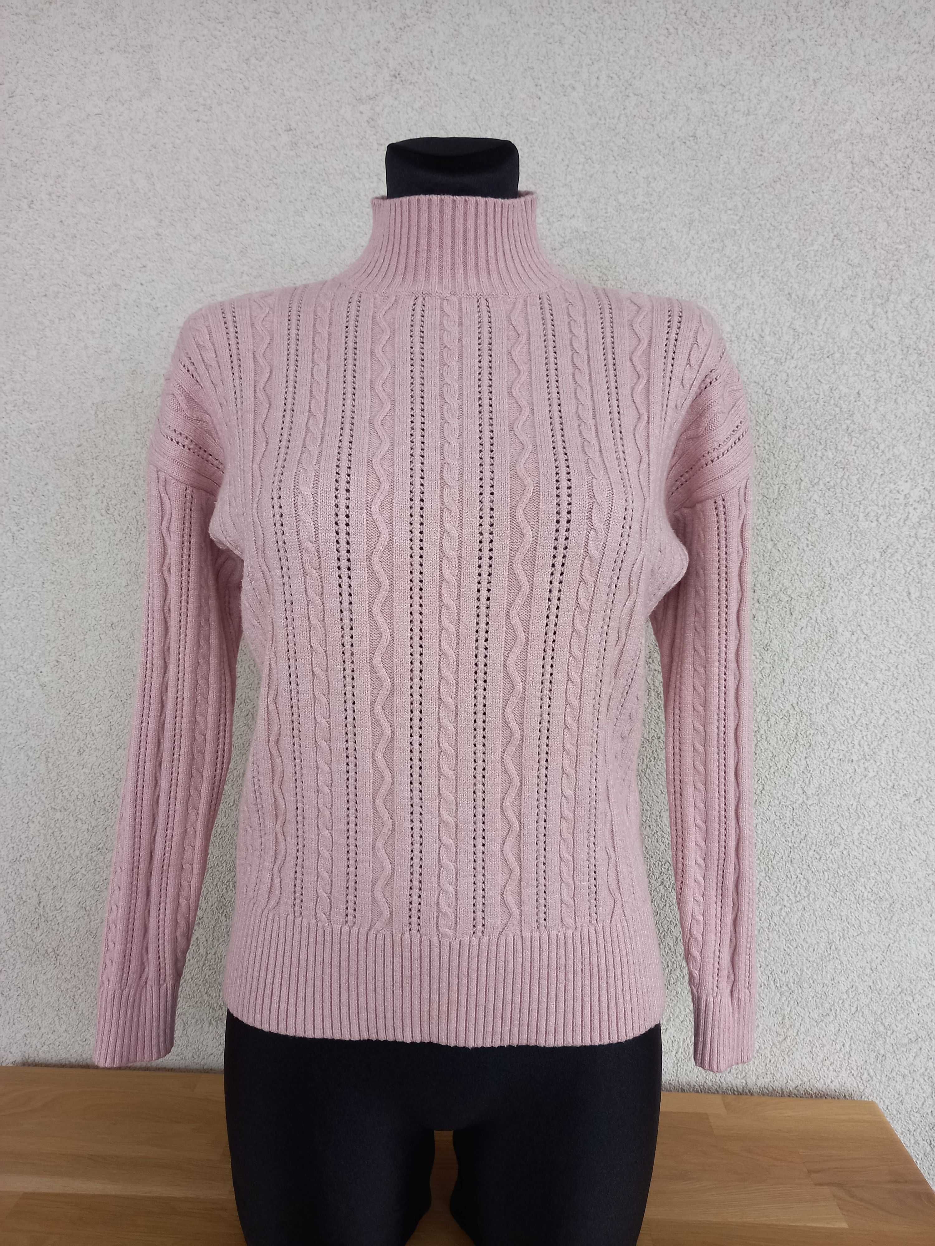 Reserved sweter damski różowy warkocz r. S / 36