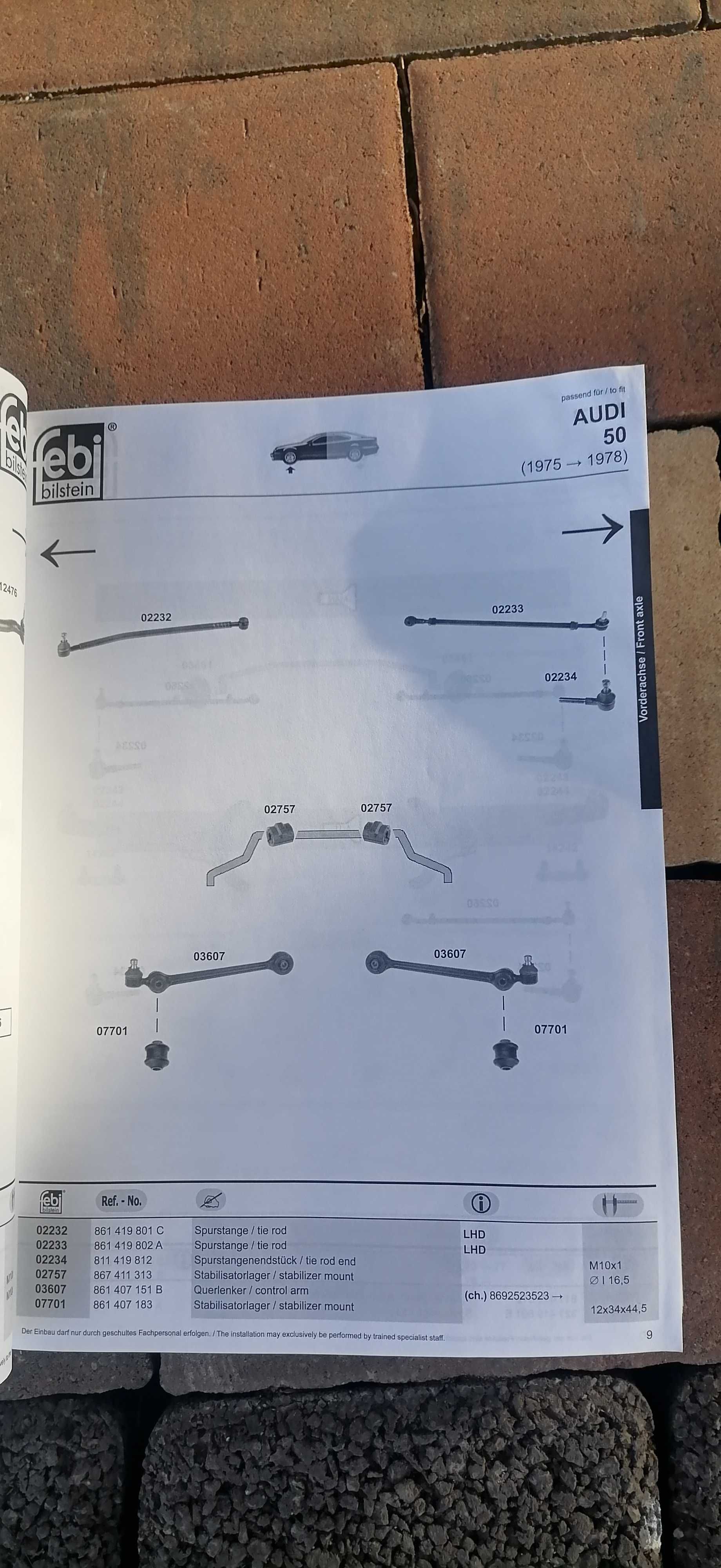 Katalog zawieszenia febi 2006 rok, starsze auta audi 80, mercedes w201