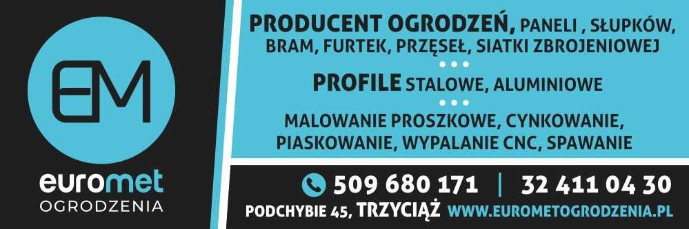Ogrodzenie panelowe 143cm malowane panel słupek podmurówka Euromet