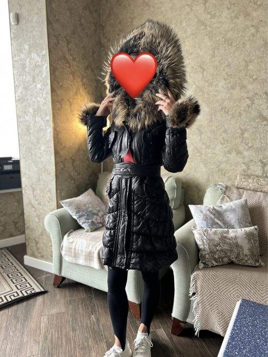Зимний кожаный пуховик пальто натуральная кожа