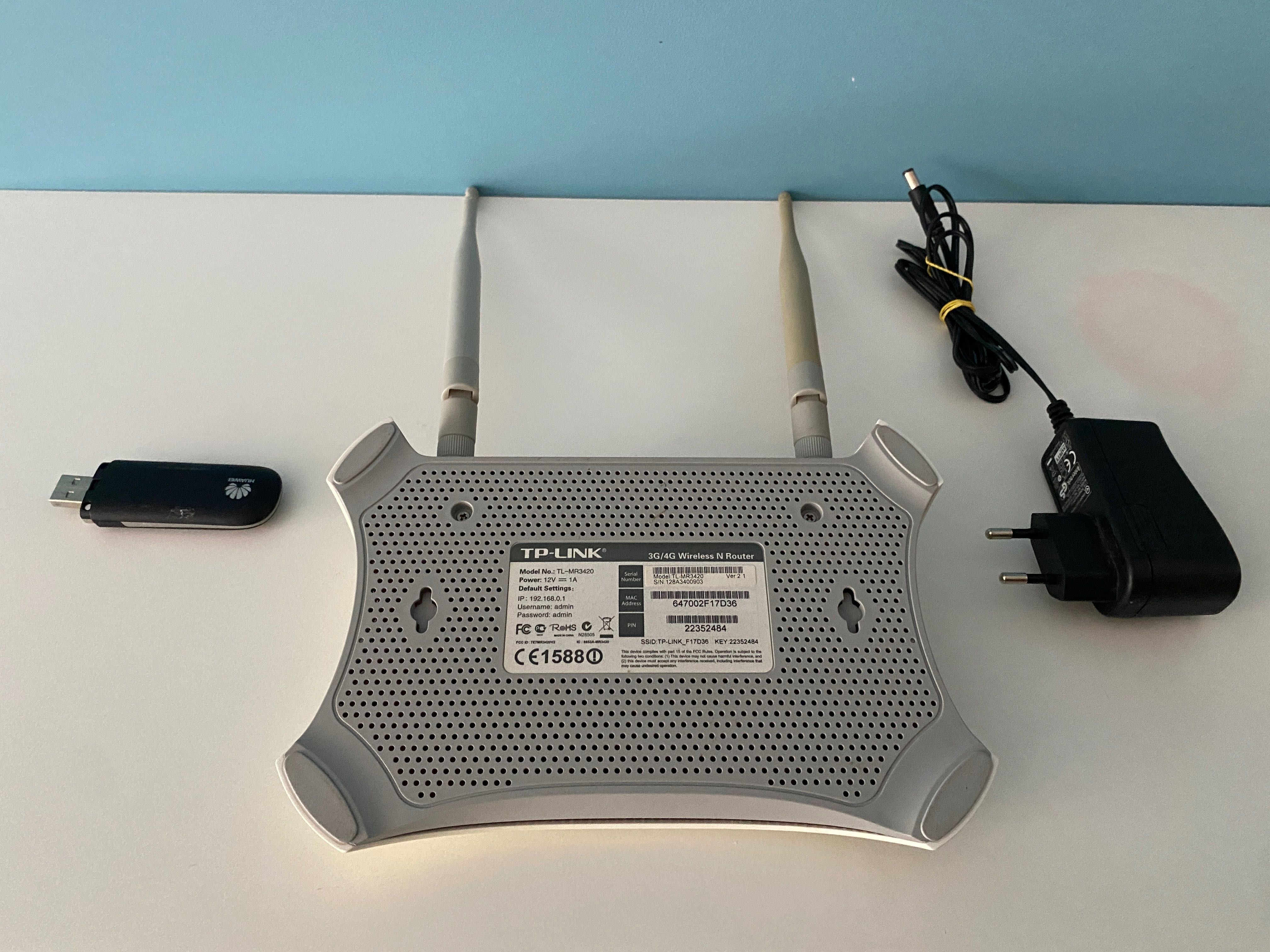 Zestaw modem Huawei E3131 USB+Router TP-LINK TL-MR3420 2.4 GHz