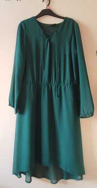 Śliczna zielona sukienka z wiązaniem 38